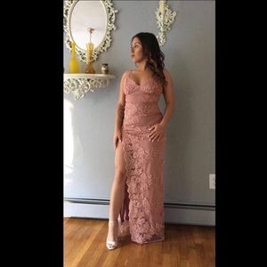 Mauve floral side slit dress